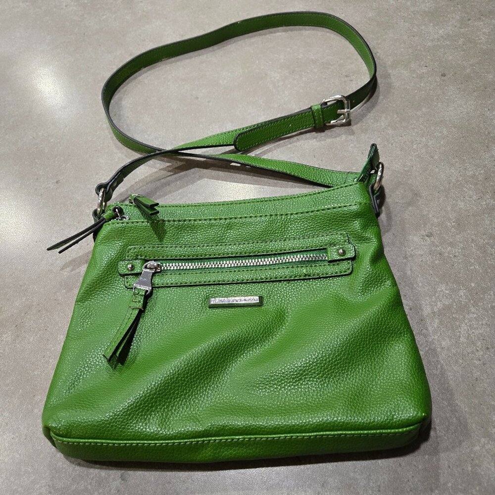 DANA BUCHMAN Faux Leather Crossbody Bag w/Zippers/Pockets - Green - Small